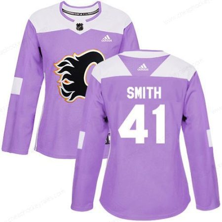 Adidas Calgary Flames #41 Mike Smith Purple Authentic Fights Cancer Women’s Stitched NHL Jersey