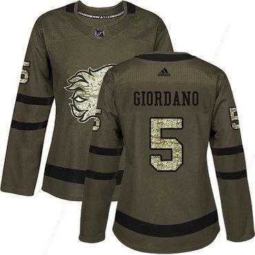 Adidas Calgary Flames #5 Mark Giordano Green Salute To Service Women’s Stitched NHL Jersey