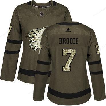 Adidas Calgary Flames #7 Tj Brodie Green Salute To Service Women’s Stitched NHL Jersey