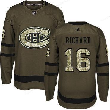 Adidas Canadiens #16 Henri Richard Green Salute To Service Stitched NHL Jersey