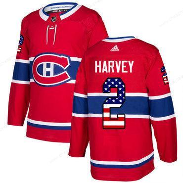 Adidas Canadiens #2 Doug Harvey Red Home Authentic Usa Flag Stitched NHL Jersey