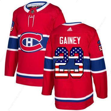 Adidas Canadiens #23 Bob Gainey Red Home Authentic Usa Flag Stitched NHL Jersey