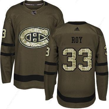 Adidas Canadiens #33 Patrick Roy Green Salute To Service Stitched NHL Jersey