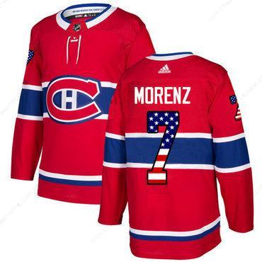 Adidas Canadiens #7 Howie Morenz Red Home Authentic Usa Flag Stitched NHL Jersey