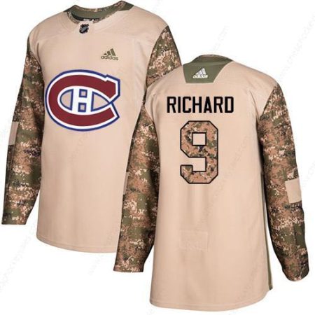 Adidas Canadiens #9 Maurice Richard Camo Authentic 2017 Veterans Day Stitched NHL Jersey