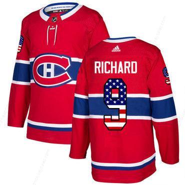 Adidas Canadiens #9 Maurice Richard Red Home Authentic Usa Flag Stitched NHL Jersey