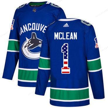 Adidas Canucks #1 Kirk Mclean Blue Home Authentic Usa Flag Stitched NHL Jersey