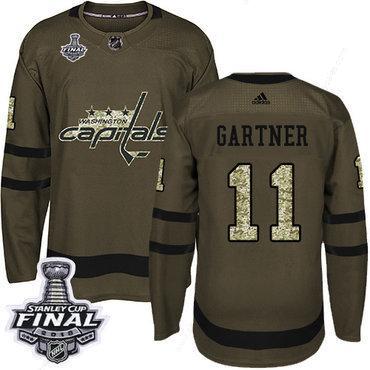 Adidas Capitals #11 Mike Gartner Green Salute To Service 2018 Stanley Cup Final Stitched NHL Jersey