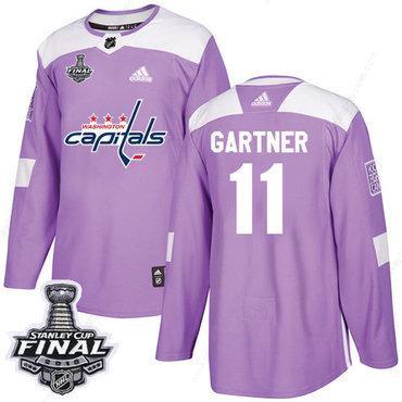 Adidas Capitals #11 Mike Gartner Purple Authentic Fights Cancer 2018 Stanley Cup Final Stitched NHL Jersey