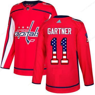 Adidas Capitals #11 Mike Gartner Red Home Authentic Usa Flag Stitched NHL Jersey