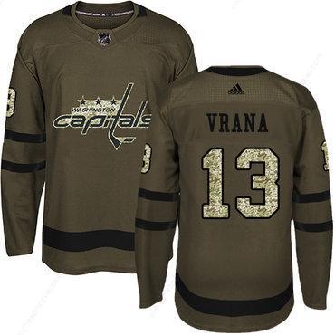 Adidas Capitals #13 Jakub Vrana Green Salute To Service Stitched NHL Jersey