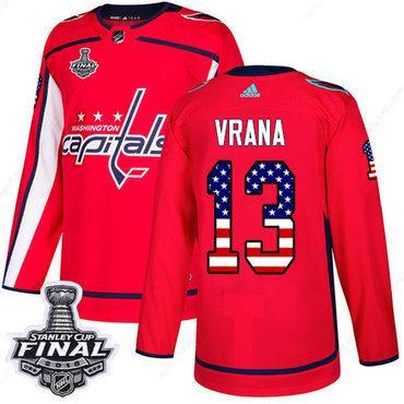 Adidas Capitals #13 Jakub Vrana Red Home Authentic Usa Flag 2018 Stanley Cup Final Stitched NHL Jersey