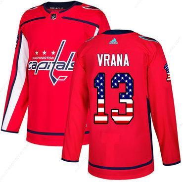 Adidas Capitals #13 Jakub Vrana Red Home Authentic Usa Flag Stitched NHL Jersey