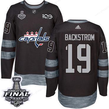 Adidas Capitals #19 Nicklas Backstrom Black 1917-2017 100Th Anniversary 2018 Stanley Cup Final Stitched NHL Jersey