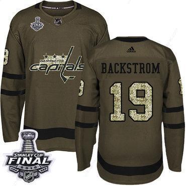 Adidas Capitals #19 Nicklas Backstrom Green Salute To Service 2018 Stanley Cup Final Stitched NHL Jersey