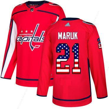 Adidas Capitals #21 Dennis Maruk Red Home Authentic Usa Flag Stitched NHL Jersey