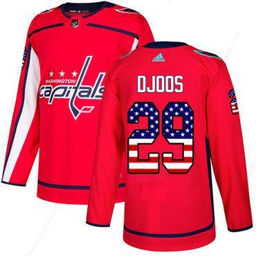 Adidas Capitals #29 Christian Djoos Red Home Authentic Usa Flag Stitched NHL Jersey