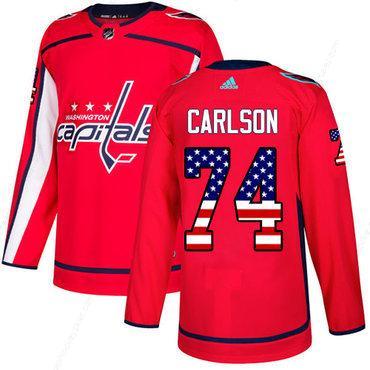 Adidas Capitals #74 John Carlson Red Home Authentic Usa Flag Stitched NHL Jersey