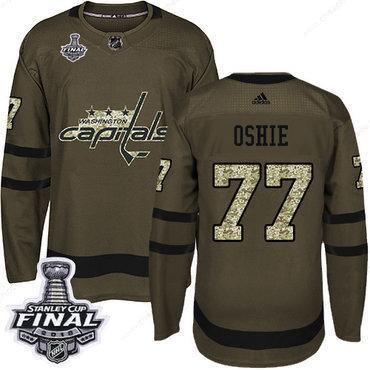 Adidas Capitals #77 T.J Oshie Green Salute To Service 2018 Stanley Cup Final Stitched NHL Jersey