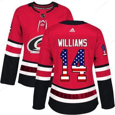 Adidas Carolina Hurricanes #14 Justin Williams Red Home Authentic Usa Flag Women’s Stitched NHL Jersey