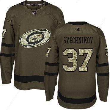 Adidas Carolina Hurricanes #37 Andrei Svechnikov Green Salute To Service Stitched NHL Jersey