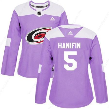 Adidas Carolina Hurricanes #5 Noah Hanifin Purple Authentic Fights Cancer Women’s Stitched NHL Jersey