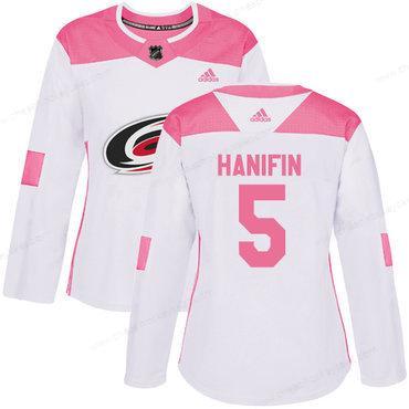 Adidas Carolina Hurricanes #5 Noah Hanifin White Pink Authentic Fashion Women’s Stitched NHL Jersey