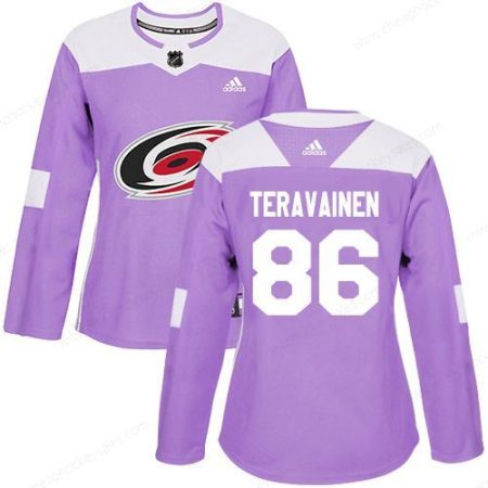 Adidas Carolina Hurricanes #86 Teuvo Teravainen Purple Authentic Fights Cancer Women’s Stitched NHL Jersey