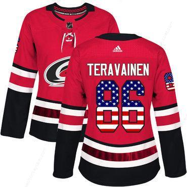 Adidas Carolina Hurricanes #86 Teuvo Teravainen Red Home Authentic Usa Flag Women’s Stitched NHL Jersey