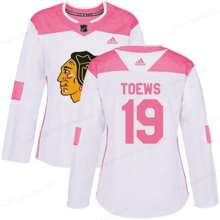 Adidas Chicago Blackhawks #19 Jonathan Toews White Pink Authentic Fashion Women’s Stitched NHL Jersey