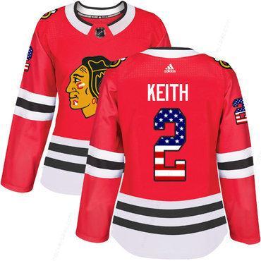 Adidas Chicago Blackhawks #2 Duncan Keith Red Home Authentic Usa Flag Women’s Stitched NHL Jersey