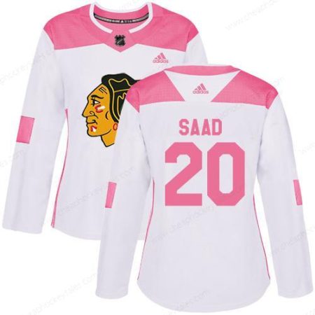 Adidas Chicago Blackhawks #20 Brandon Saad White Pink Authentic Fashion Women’s Stitched NHL Jersey