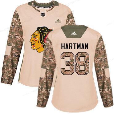 Adidas Chicago Blackhawks #38 Ryan Hartman Camo Authentic 2017 Veterans Day Women’s Stitched NHL Jersey