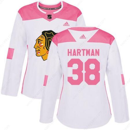 Adidas Chicago Blackhawks #38 Ryan Hartman White Pink Authentic Fashion Women’s Stitched NHL Jersey