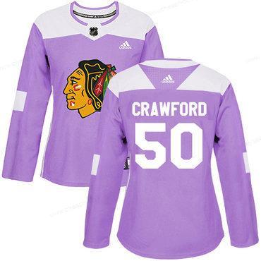 Adidas Chicago Blackhawks #50 Corey Crawford Purple Authentic Fights Cancer Women’s Stitched NHL Jersey