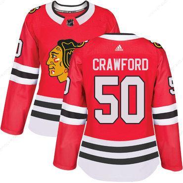 Adidas Chicago Blackhawks #50 Corey Crawford Red Home Authentic Women’s Stitched NHL Jersey