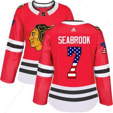 Adidas Chicago Blackhawks #7 Brent Seabrook Red Home Authentic Usa Flag Women’s Stitched NHL Jersey