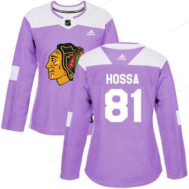 Adidas Chicago Blackhawks #81 Marian Hossa Purple Authentic Fights Cancer Women’s Stitched NHL Jersey