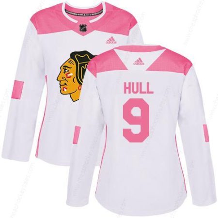 Adidas Chicago Blackhawks #9 Bobby Hull White Pink Authentic Fashion Women’s Stitched NHL Jersey