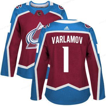 Adidas Colorado Avalanche #1 Semyon Varlamov Burgundy Home Authentic Women’s Stitched NHL Jersey