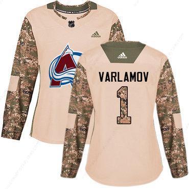 Adidas Colorado Avalanche #1 Semyon Varlamov Camo Authentic 2017 Veterans Day Women’s Stitched NHL Jersey