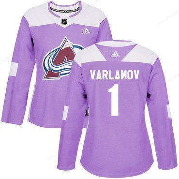 Adidas Colorado Avalanche #1 Semyon Varlamov Purple Authentic Fights Cancer Women’s Stitched NHL Jersey