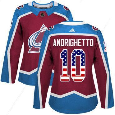 Adidas Colorado Avalanche #10 Sven Andrighetto Burgundy Home Authentic Usa Flag Women’s Stitched NHL Jersey