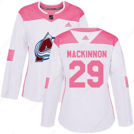 Adidas Colorado Avalanche #29 Nathan Mackinnon White Pink Authentic Fashion Women’s Stitched NHL Jersey