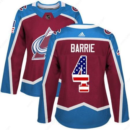 Adidas Colorado Avalanche #4 Tyson Barrie Burgundy Home Authentic Usa Flag Women’s Stitched NHL Jersey