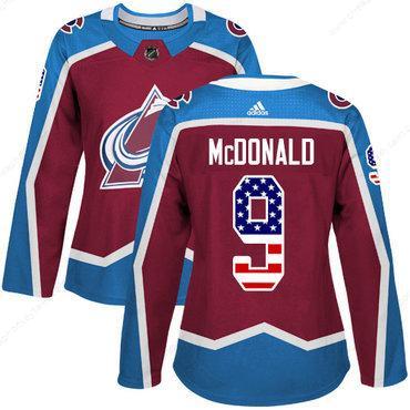 Adidas Colorado Avalanche #9 Lanny Mcdonald Burgundy Home Authentic Usa Flag Women’s Stitched NHL Jersey