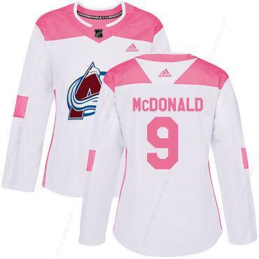 Adidas Colorado Avalanche #9 Lanny Mcdonald White Pink Authentic Fashion Women’s Stitched NHL Jersey