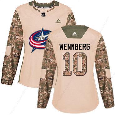 Adidas Columbus Blue Jackets #10 Alexander Wennberg Camo Authentic 2017 Veterans Day Women’s Stitched NHL Jersey