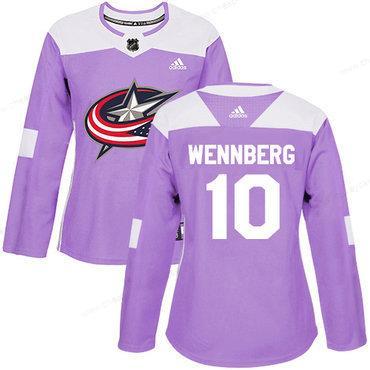 Adidas Columbus Blue Jackets #10 Alexander Wennberg Purple Authentic Fights Cancer Women’s Stitched NHL Jersey