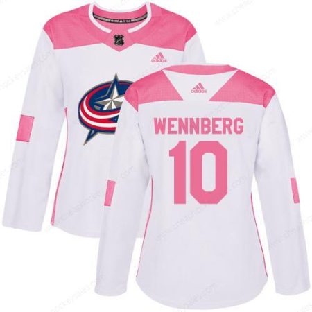 Adidas Columbus Blue Jackets #10 Alexander Wennberg White Pink Authentic Fashion Women’s Stitched NHL Jersey